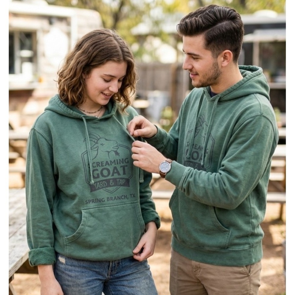 Independent Trading Co Screaming Goat Yard & Tap Green Hoodie Mens Medium TX